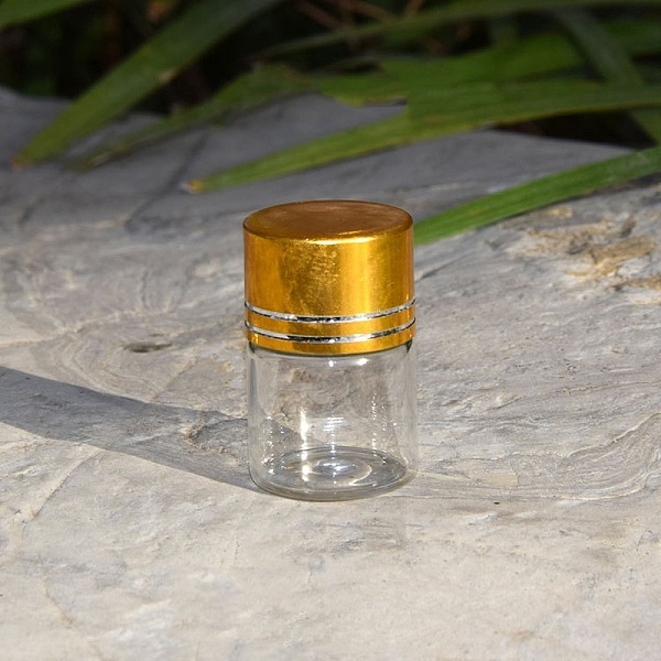 

PandaHall Glass Bead Containers, Column with Aluminum Lid, Goldenrod, 2.2x3cm, Capacity: 5ml(0.17fl. oz) Glass Column Gold