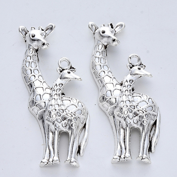 

PandaHall Tibetan Style Alloy Big Pendants, Cadmium Free & Lead Free, Giraffe, Antique Silver, 55x25x6mm, Hole: 2mm Alloy Other Animal