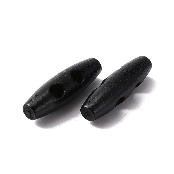 

PandaHall Natural Wood Buttons, Horn Toggle Buttons, 2-Hole, Dyed, for Sewing Accessories, Black, 40x12mm, Hole: 6mm Wood Column Black