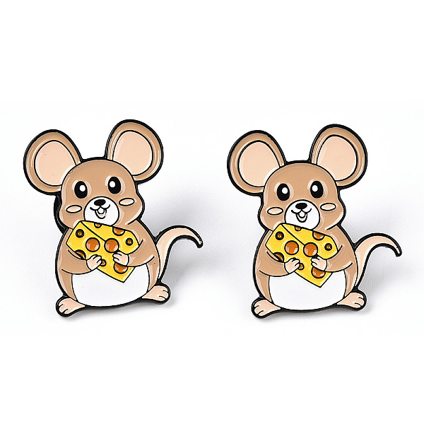 

PandaHall Mouse with Cheese Enamel Pin, Cute Animal Alloy Enamel Brooch for Backpack Clothes, Electrophoresis Black, BurlyWood, 27x24x10mm..., Orange
