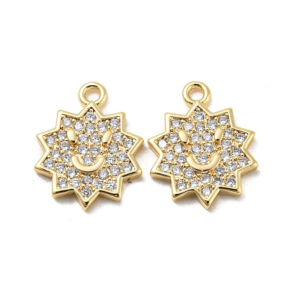 

PandaHall Brass Micro Pave Clear Cubic Zirconia Charms, Flower with Smile Face, Real 18K Gold Plated, 13.5x11x2mm, Hole: 1.2mm Brass+Cubic...