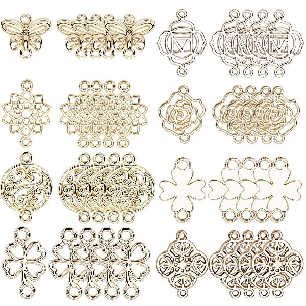 

PandaHall SUNNYCLUE 48Pcs 8 Styles Alloy Connector Charms, Flower & Clover & Butterfly Links, Mixed Shapes, Golden, 13.5~20.5x12~15.5x1~2mm...