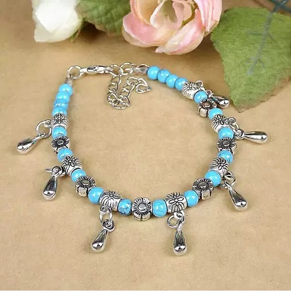 Bracelets à breloques bohèmes en alliage en forme de larme
