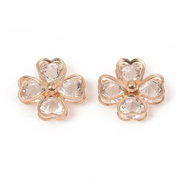 

PandaHall Glass Rhinestone Cabochons, with Alloy Finding, Clover, Light Gold, 18x18x7mm Glass Rhinestone Clover Gold