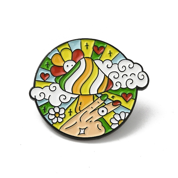 

PandaHall Cartoon Mushroom Flower Cloud Enamel Pins, Black Alloy Brooch for Backpack Clothes, Flat Round, Colorful, 26x30x2mm Alloy+Enamel...