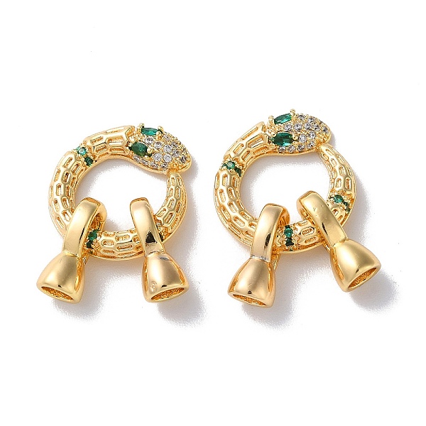 

PandaHall Brass Micro Pave Cubic Zirconia Fold Over Clasps, Snake, Real 18K Gold Plated, 30mm Brass+Cubic Zirconia Green