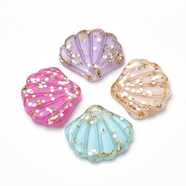 

PandaHall Resin Paillette Pendants, Shell, Mixed Color, 20x22x3mm, Hole: 1.6mm Resin Shell Shape Multicolor