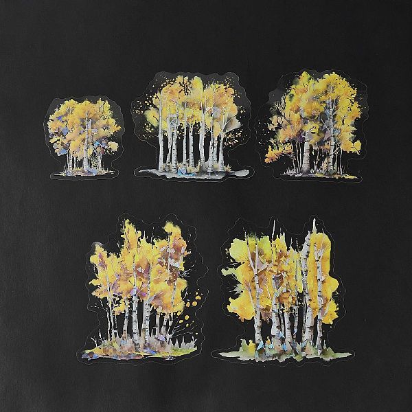 

PandaHall PET Tree Self Adhesive Decorative Stickers, Waterproof Glitter Decals for DIY Scrapbooking, Card Making, Yellow, 59~99x51~86x0.2mm...