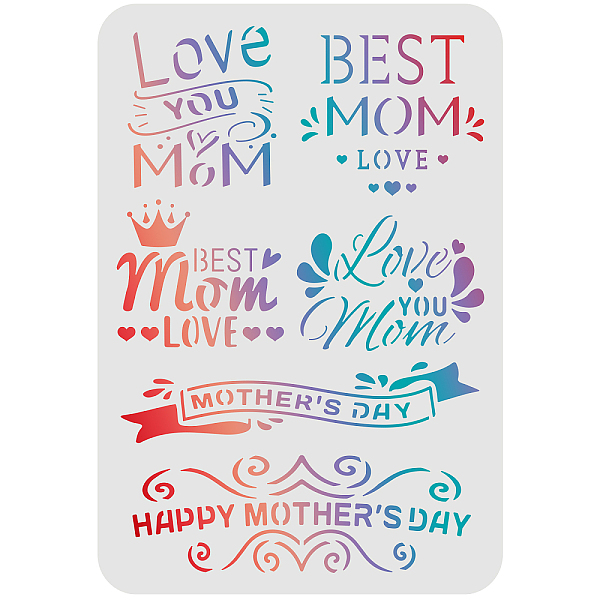 PandaHall FINGERINSPIRE Happy Mother's Day Stencils 29.7x21cm Mother's Day Decoration Stencils Love You Mom/Best Mom Drawing Stencil for...