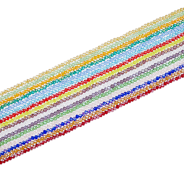

PandaHall SUPERFINDINGS 16 Strands 16 Color Faceted Glass Beads Strands Rondelle Transparent Glass Beads Strands Multi Color Crystal Beads..., Multicolor