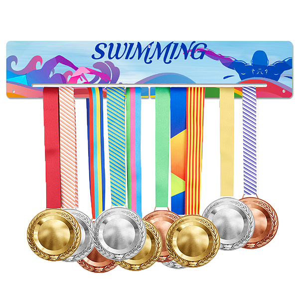 

PandaHall Acrylic Medal Holder, Medals Display Hanger Rack, Medal Holder Frame, Rectangle, Swimming Pattern, 70x390x5mm Acrylic Sports..., Purple