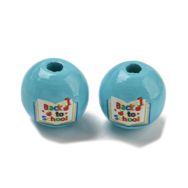 Printed Wood European Beads