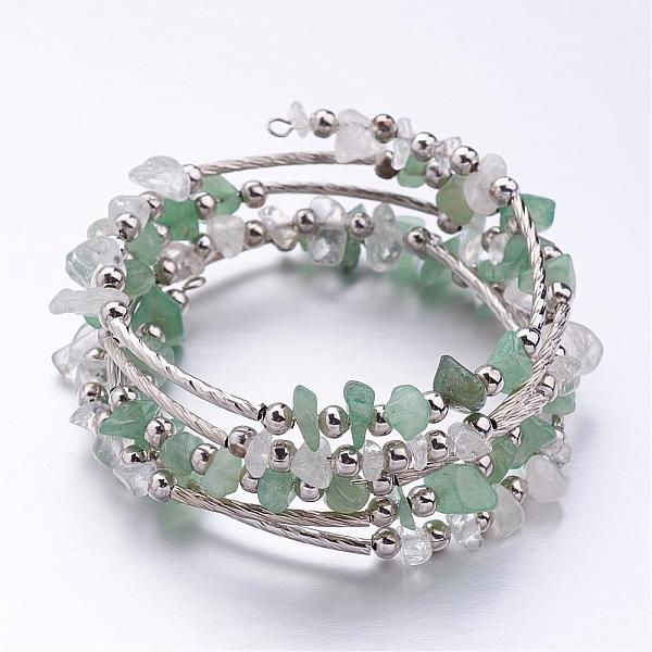 Fünf Schleifen Grüne Aventurin Perlen Armbänder Wickeln