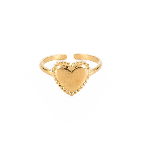 

PandaHall Ion Plating(IP) 304 Stainless Steel Heart Open Cuff Ring for Women, Nickel Free, Real 18K Gold Plated, US Size 9 1/4(19.1mm) 304...