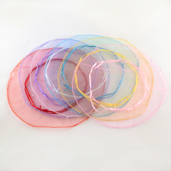 

PandaHall Round Organza Bags, with Sequins, Gift Bags, Mixed Color, 26cm Organza Round Multicolor