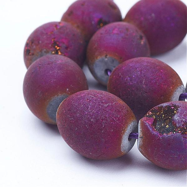 

PandaHall Electroplated Natural Druzy Geode Agate Bead Strands, Barrel, Purple Plated, 13.5x12mm, Hole: 1mm, about 13pcs/strand, 7.67 inch...
