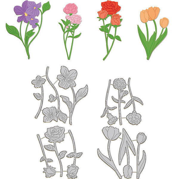 

PandaHall GLOBLELAND Popular Flower Cutting Dies Rose Tulip Flowers Die Cuts Metal Embossing Stencils Template for Card Making Scrapbooking...