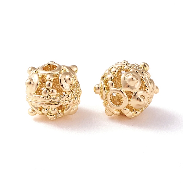 

PandaHall Brass Hollow Round Beads, Golden, 8x7.5mm, Hole: 1.8mm Brass Round