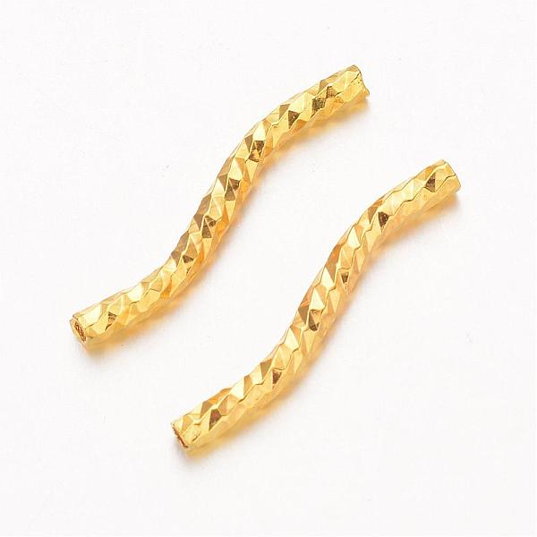 

PandaHall Curved Brass Tube Beads, Real 18K Gold Plated, 20x2mm, Hole: 1mm Brass Tube