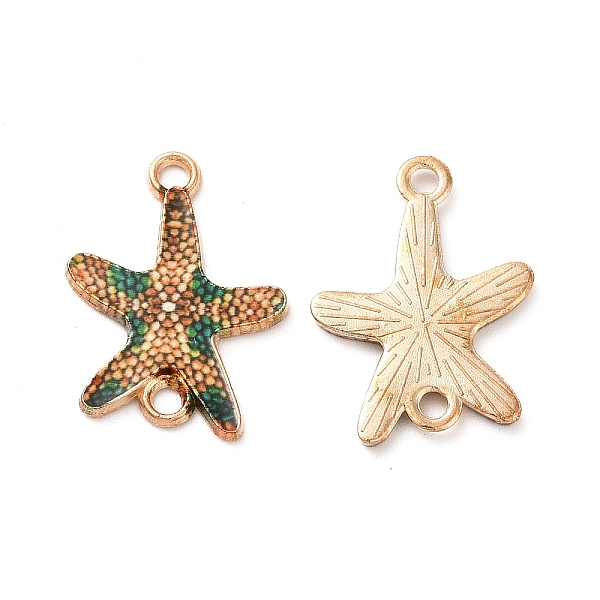 

PandaHall Printed Alloy Connector Charms, Starfish Links, Light Gold, Nickel, Sandy Brown, 23x16x1.5mm, Hole: 1.8mm Alloy+Enamel Starfish