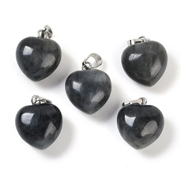 

PandaHall Natural Labradorite Pendants, Heart Charms with Brass Snap on Bails, Platinum, 18x15.5x10mm, Hole: 5x3mm Labradorite Heart