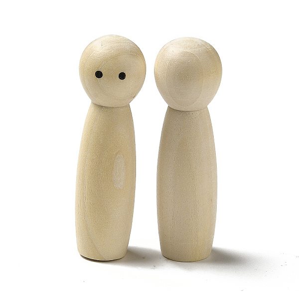 

PandaHall Unfinished Wooden Peg Dolls Display Decorations, for Painting Craft Art Projects, Beige, 21x70.5mm Wood Eye Yellow
