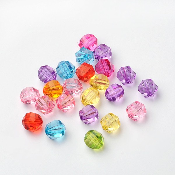 

PandaHall Transparent Acrylic Beads, Faceted Oval, Mixed Color, about 9.5mm long, 10.5mm wide, 9mm thick, hole: 2mm, about 1040pcs/500g..., Multicolor