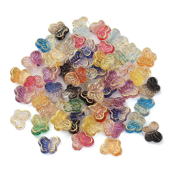 

PandaHall Transparent Resin Cabochons, Golden Metal Enlaced, Butterfly, Mixed Color, 6x8x2.5mm Resin Butterfly Multicolor