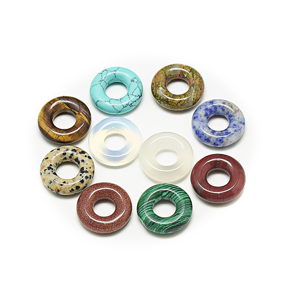 

PandaHall Natural & Synthetic Mixed Gemstone Pendants, Donut, 15~16x5mm, Hole: 6mm Mixed Stone Donut