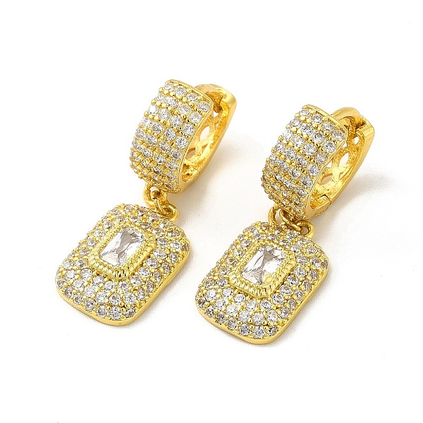 

PandaHall Rack Plating Brass Micro Pave Cubic Zirconia Hoop Earring for Women, Long-Lasting Plated, Cadmium Free & Lead Free, Rectangle...