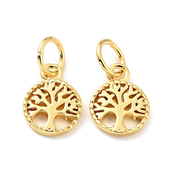 

PandaHall Rack Plating Brass Pendants, Flat Round with Tree of Life Pattern, with Jump Ring, Cadmium Free & Nickel Free & Lead Free, Real...