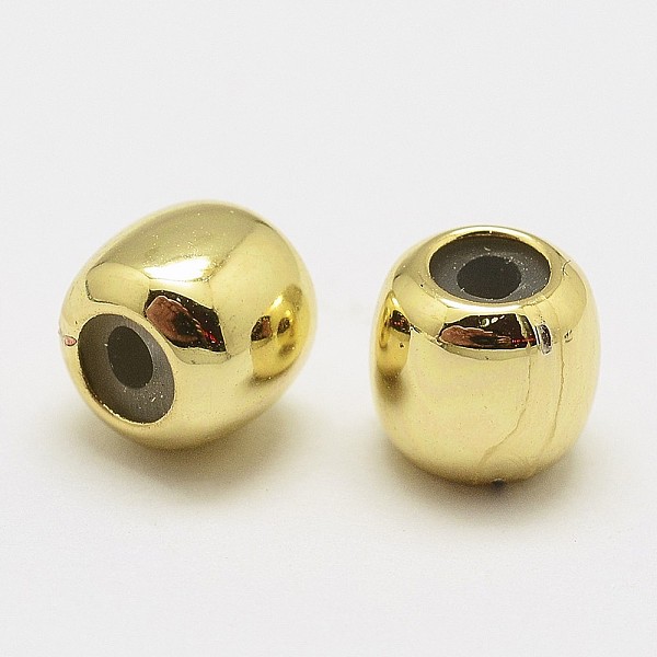 

PandaHall Brass Crimp Beads, with Plastic, Oval, Cadmium Free & Nickel Free & Lead Free, Real 18K Gold Plated, 6x5.8mm, Hole: 2mm Brass Oval
