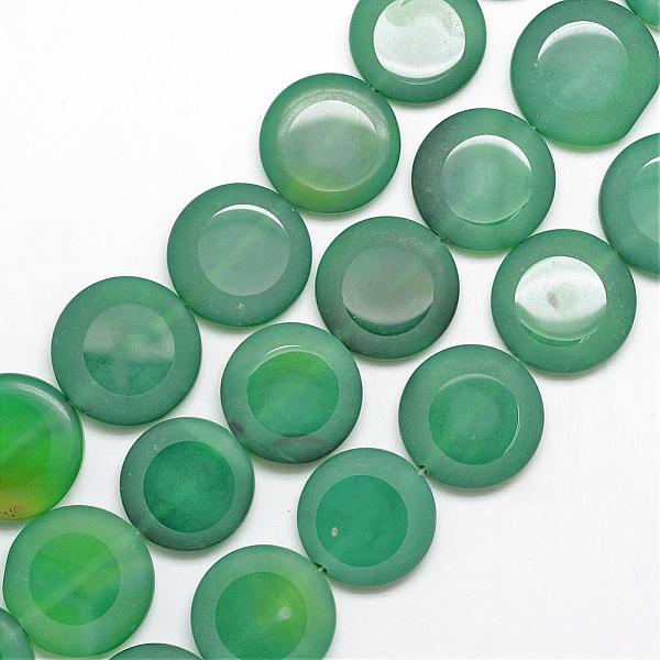 

PandaHall Natural Agate Beads Strand, Half Frosted, Dyed, Flat Round, Green, 24~27x5~7.5mm, Hole: 2.5mm, about 15pcs/strand, 15.5 inch...