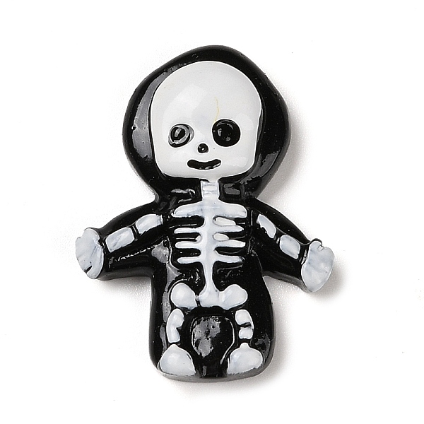 

PandaHall Skeleton Halloween Opaque Resin Decoden Cabochons, Halloween Jewelry Craft, Black, 33.5x25x9mm Resin Skeleton Black