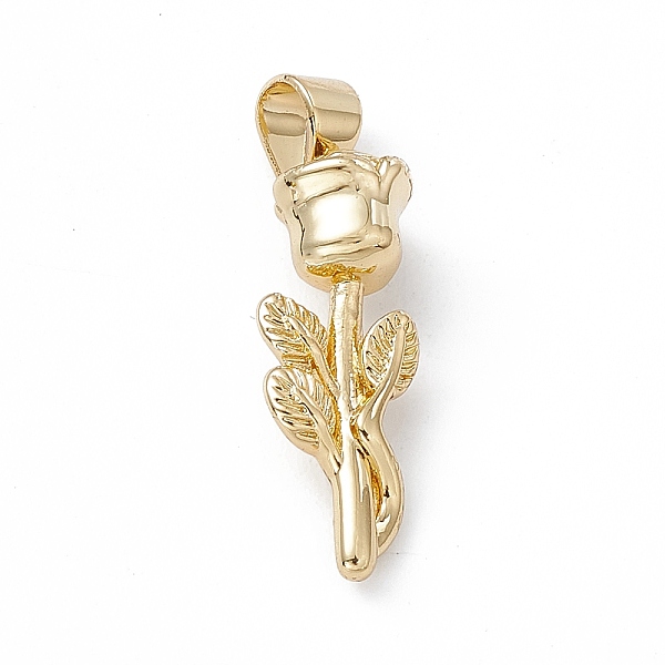 

PandaHall Rack Plating Brass Pendants, Cadmium Free & Lead Free, Long-Lasting Plated, Rose Charms, Real 18K Gold Plated, 22x8x6.5mm, Hole...