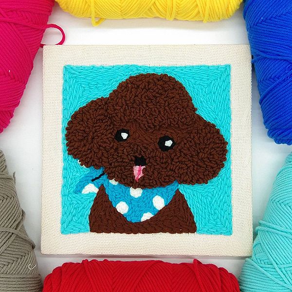 

PandaHall Dog Punch Embroidery Supplies Kit, including Instruction, Embroidery Fabric with Solid Wood Frame, Plastic Needle and 7 Colors...