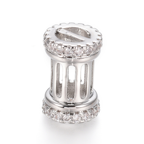 

PandaHall Hollow Brass Micro Pave Clear Cubic Zirconia Beads, Hollow, Column, Platinum, 14.5x10mm, Hole: 5x2.5mm Brass+Cubic Zirconia Column...