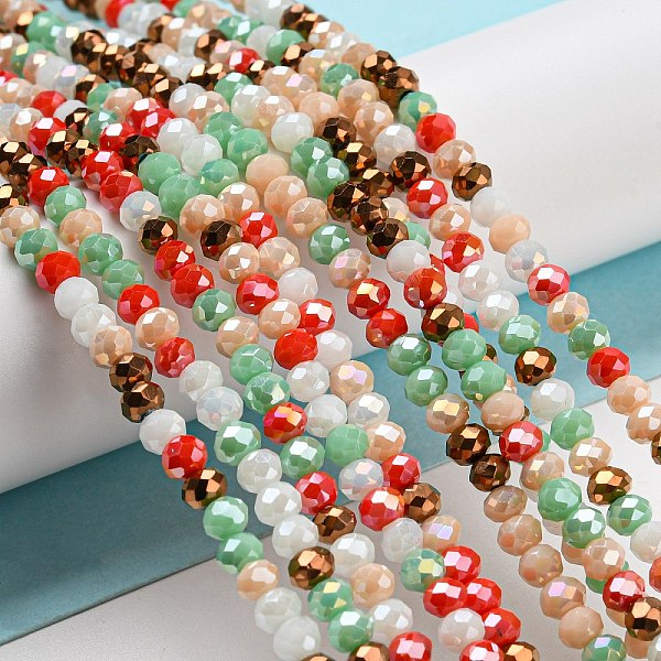 

PandaHall Glass Beads Strands, Faceted, Rondelle, Pale Green, 4x3mm, Hole: 0.4mm, about 123~127pcs/strand, 15.75~16.5 inch(40~42cm) Glass...