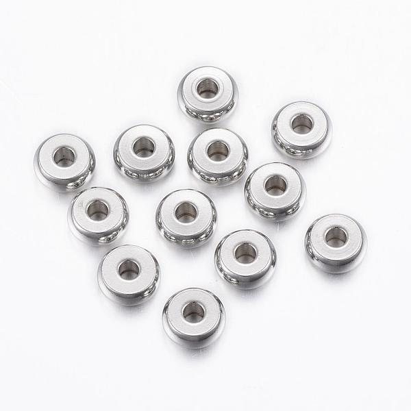 

PandaHall 201 Stainless Steel Spacer Beads, Flat Round, Stainless Steel Color, 7x3mm, Hole: 2mm 201 Stainless Steel Flat Round