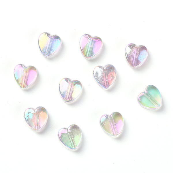 

PandaHall Eco-Friendly Transparent Acrylic Beads, Dyed, AB Color, Heart, Clear AB, 8x8x3mm, Hole: 1.5mm, 100pcs/bag Acrylic Heart White