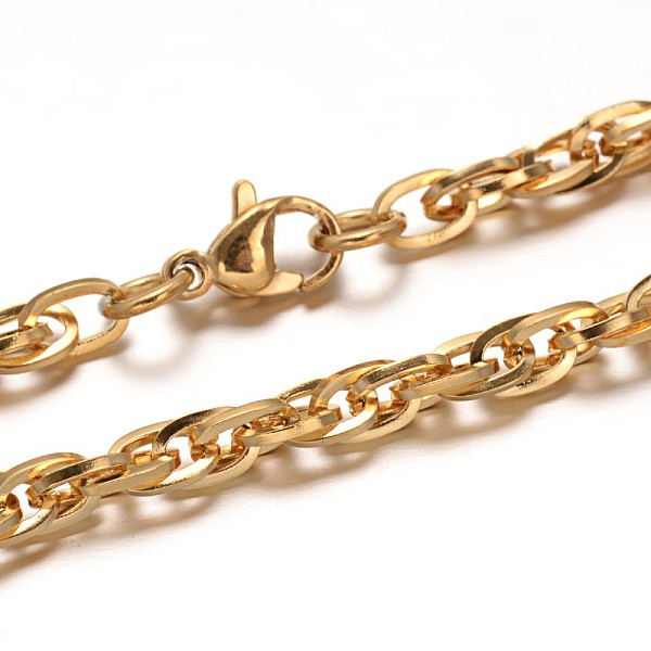 

PandaHall 304 Stainless Steel Rope Chain Bracelets, with Lobster Clasps, Golden, 8-1/2 inch(215mm), 4mm 304 Stainless Steel