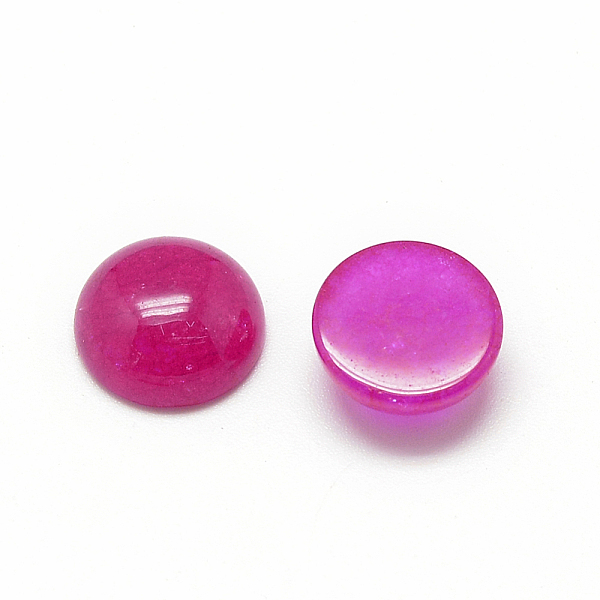

PandaHall Natural White Jade Cabochons, Dyed, Half Round/Dome, Medium Violet Red, 12x5mm White Jade Half Round Pink