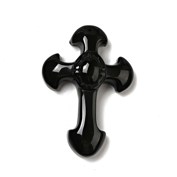 

PandaHall Natural Rainbow Obsidian Big Pendants, Religion, Cross, 51.5x35.5x11mm, Hole: 1.4mm Obsidian Cross