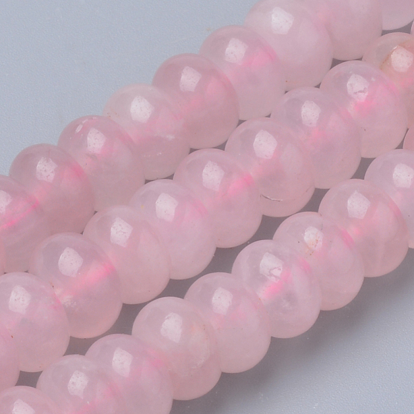 

PandaHall Natural Rose Quartz Beads Strands, Rondelle, 8~8.5x4.5~5mm, Hole: 1mm, about 80pcs/strand, 16.3 inch Rose Quartz Rondelle