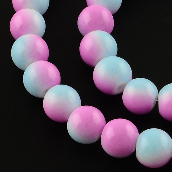 

PandaHall Two-Color Baking Painted Glass Bead Strands, Round, Medium Orchid, 8mm, Hole: 1.3~1.6mm, about 104pcs/strand, 32.7 inch Glass..., Purple