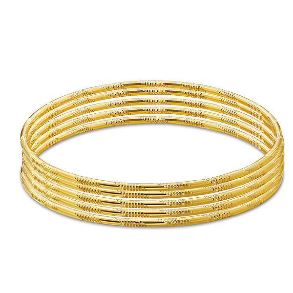 

PandaHall SHEGRACE Brass Buddhist Bangle Sets, Real 24K Gold Plated, 2-1/2 inch(6.3cm), 5pcs/set Brass