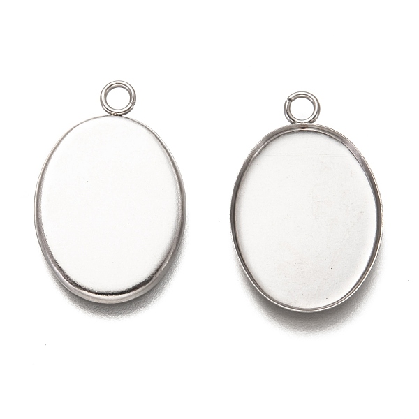 

PandaHall 304 Stainless Steel Pendant Cabochon Settings, Plain Edge Bezel Cups, Oval, Stainless Steel Color, Tray: 20x15mm, 24.5x16x1.3mm...