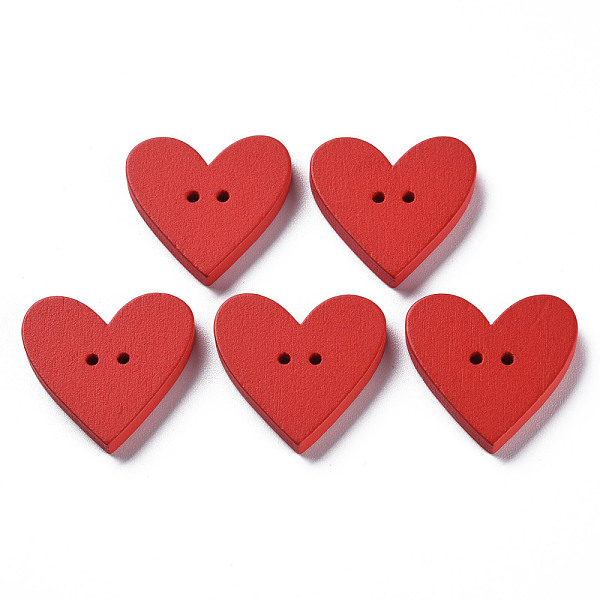 

PandaHall 2-Hole Spray Painted Wood Buttons, Heart, Red, 22.5x23.5x3.5mm, Hole: 1.6mm Wood Heart Red