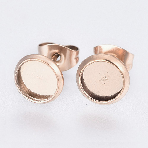 

PandaHall Ion Plating(IP) 304 Stainless Steel Stud Earrings Settings, Flat Round, Rose Gold, Tray: 12mm, Pin: 0.9mm 304 Stainless Steel Flat...