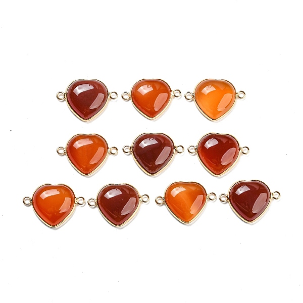 

PandaHall Natural Carnelian Connector Charms, Golden Tone Brass Edge, Heart, 21.5x30x7.5mm, Hole: 2.3mm Carnelian Heart